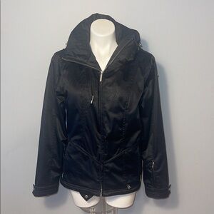 Nils Ladies Black Floral Ski/Winter Hooded jacket. Size 8. Pristine.